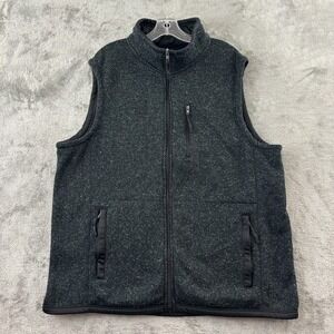 Powder River Fleece Sweater Vest Mens XXL Black Heather Full Zip Pockets 98-7826